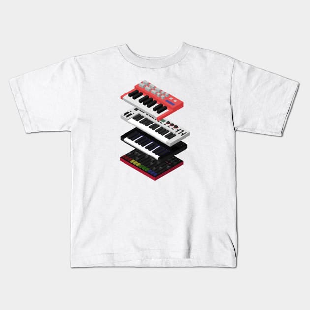 Synth Kit +Drum Machine Kids T-Shirt by PrittsMotion